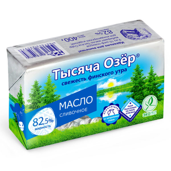 Масло сливочное 82,5%, Тысяча озер, 400 г