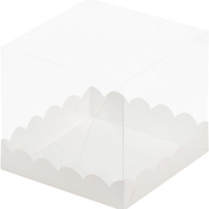 Коробка под торт с прозрачным куполом 15*15*14 (белая)