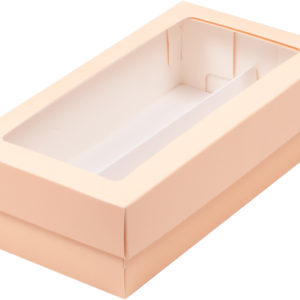 Коробка для макарон и др.кондитерской продукции с прямоугольным окошком 210*110*55 мм (персиковая)