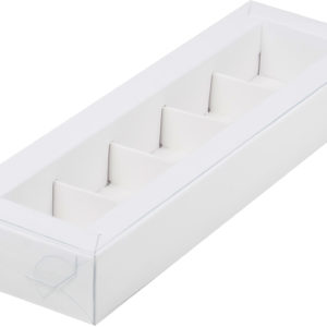 Коробка для конфет с пластиковой крышкой 235*70*30 мм (5) (белая)