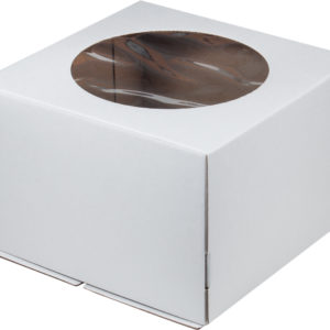 Коробка для торта с окном 300*400*120 мм (белая) гофрокартон