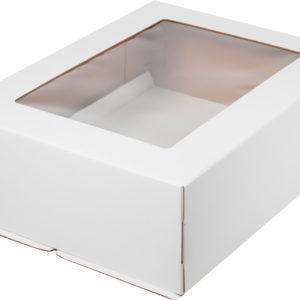 Коробка для торта с окном 300*400*120 мм (белая) гофрокартон
