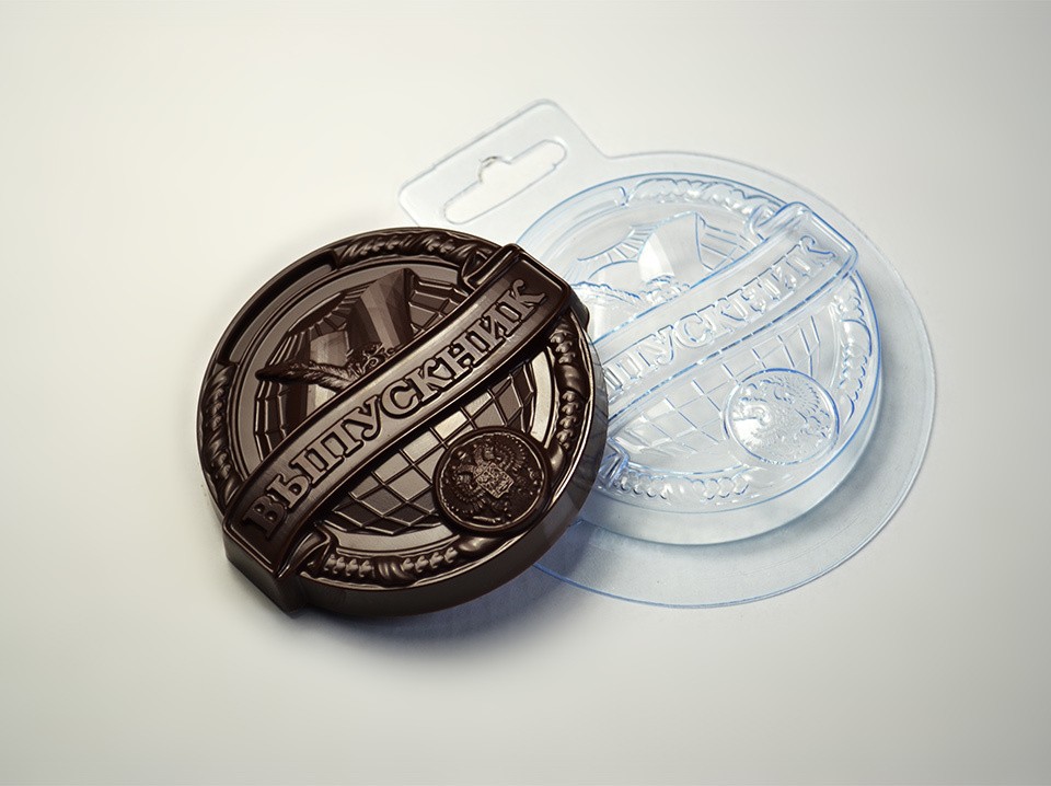 Пластиковая форма для шоколада Выпускник Медаль