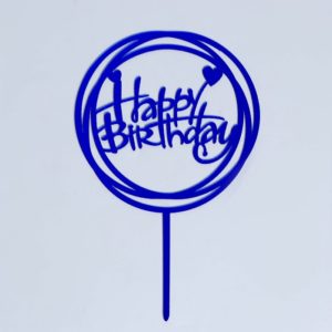 Топпер акриловый круглый «Happy Birthday» синий