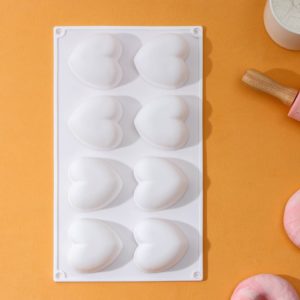 Форма для муссовых десертов и выпечки «Сердца», 30×17,5×3 см, 8 ячеек, ячейка 6,2×6 см