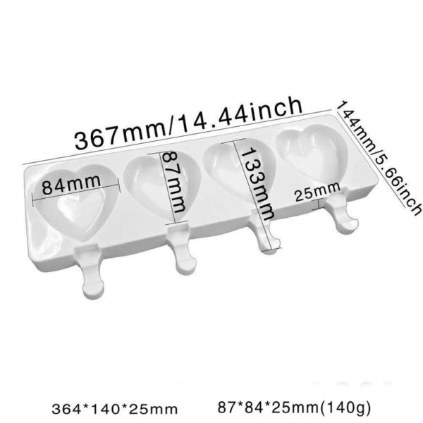 Форма силиконовая «Эскимо Сердца», 4 ячейки