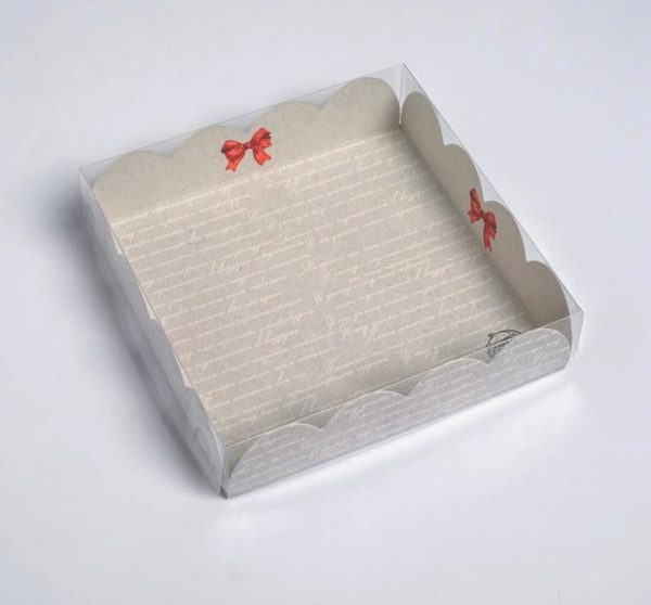Коробка для кондитерских изделий с PVC крышкой Happy time, 13 х 13 х 3 см