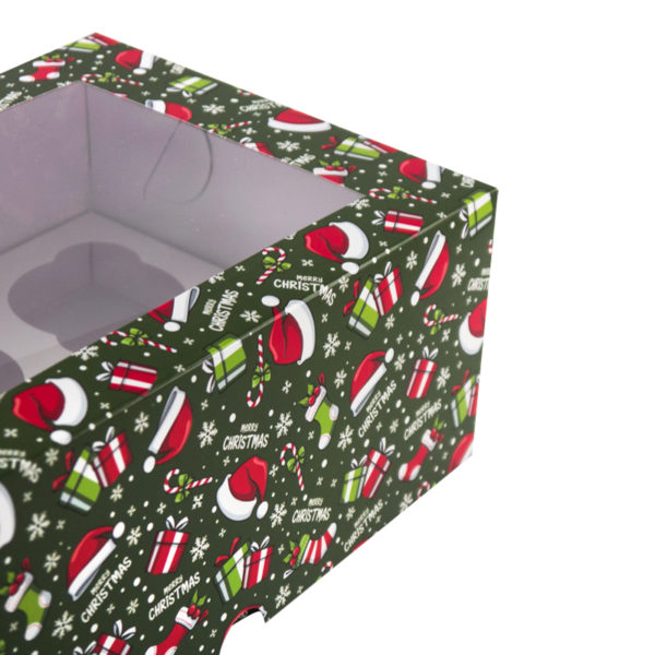 Коробка для 6 капкейков "Рождественское ассорти", с окном