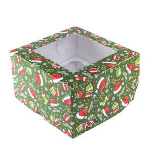 Коробка для 4 капкейков "Рождественское ассорти", с окном