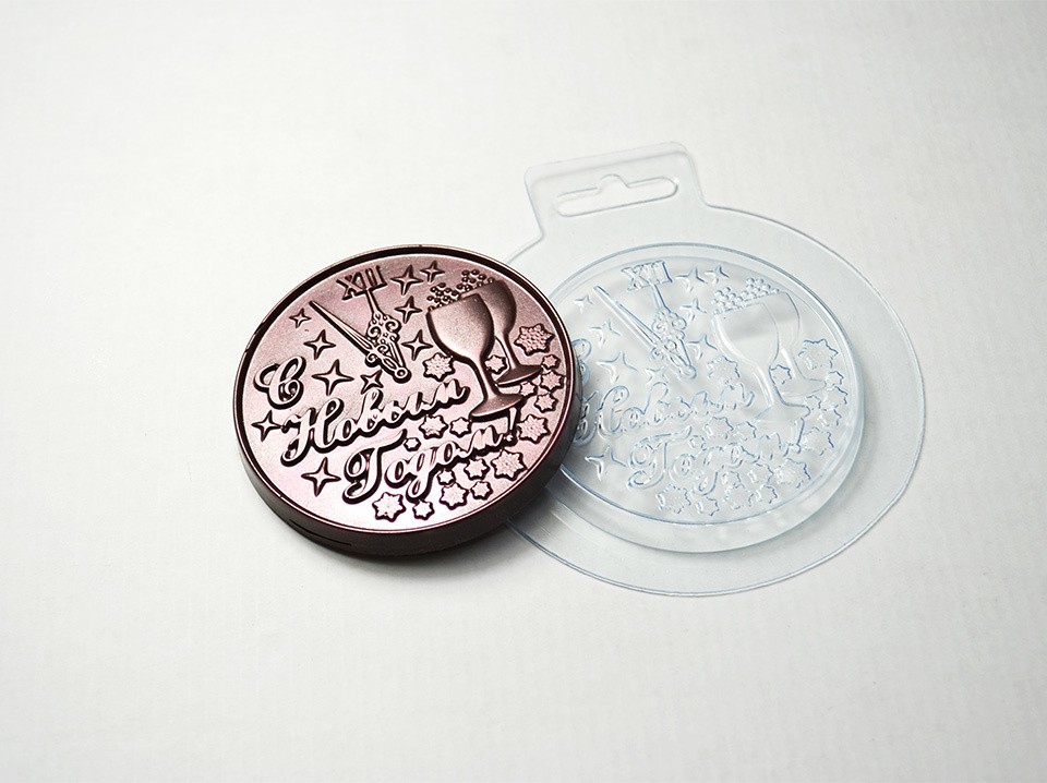 Пластиковая форма для шоколада Медаль Новогодняя №2