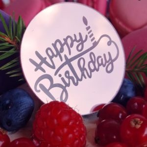 Украшение круглое «Happy Birthday» розовое золото,1 шт