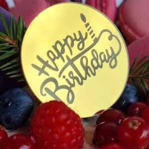 Украшение круглое «Happy Birthday» золото, 1 шт