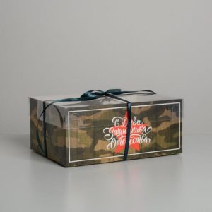 Коробка на 6 капкейков «23 Февраля», 23 × 16 × 10 см