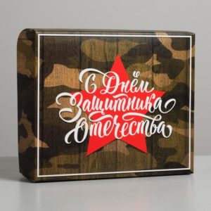 Коробочка для кондитерских изделий «С днём Защитника Отечества», 17 × 20 × 6 см