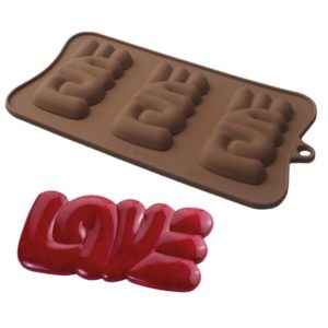 Форма для шоколада 3 ячейки "LOVE" 20*10 силикон