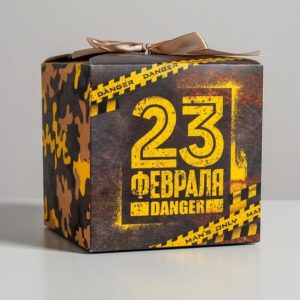 Коробка складная «С 23 февраля!», 12 × 12 × 12 см