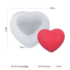 Молд 3D Сердце Мини в сетку, силикон 5,5*5 см (Китай)
