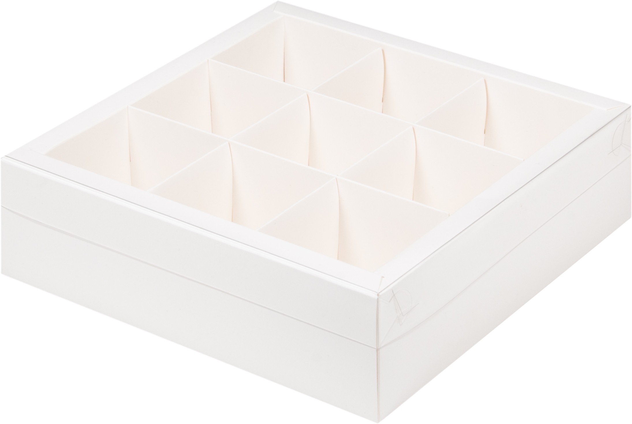 Коробка под ассорти десертов с пластиковой крышкой 240*170*70мм (6ячеек) Белая
