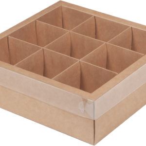 Коробка под ассорти десертов с пластиковой крышкой 240*170*70мм (6ячеек) Белая