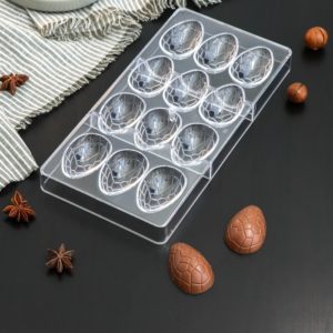Форма для шоколада и конфет KONFINETTA «Шоколадное яйцо», 27,5×13,5 см, 12 ячеек, ячейка 3,6×5,7×1,5 см