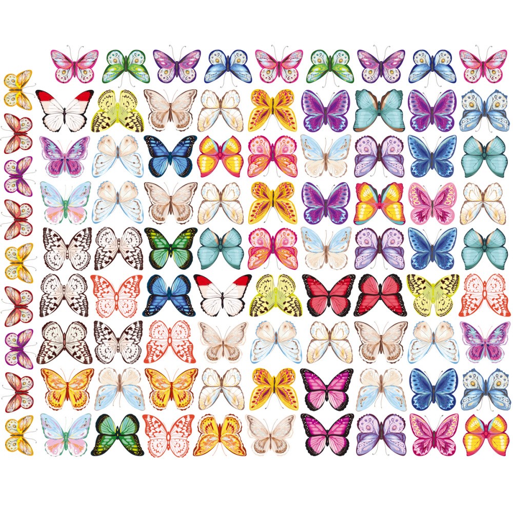 Вафли Бабочки цветные с рисунком двухсторонние микс /10шт/ 59943