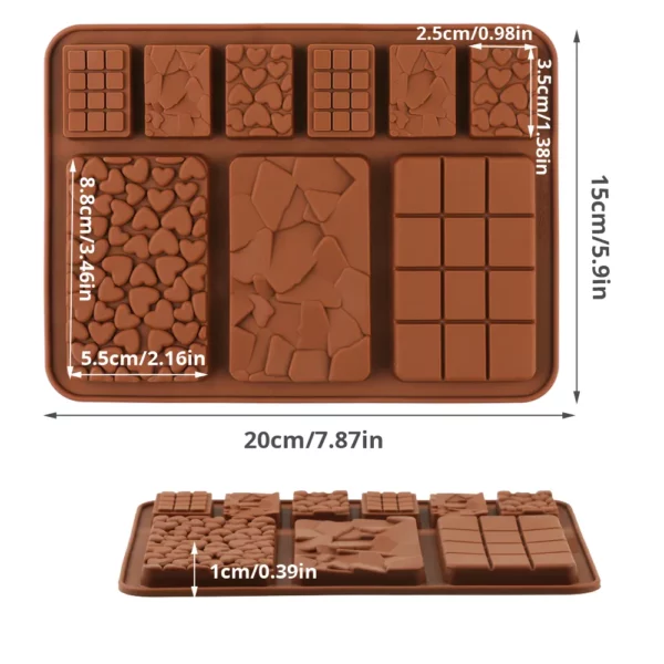 Форма для шоколада коричневый силикон 9в1 плитки шоколада