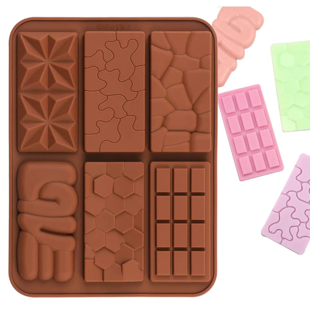 Форма для шоколада коричневый силикон 6в1 плитки шоколада