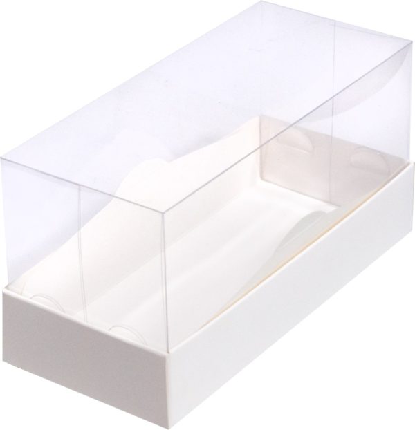 Коробка для кекса ПРЕМИУМ с прозрачным куполом 180*80*90 мм (белая)