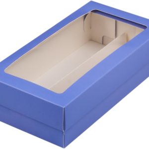 Коробка для макарон и др.кондитерской продукции с прямоугольным окошком 210*110*55 мм (лаванда)