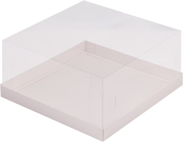 Коробка под торт с прозрачным куполом 205*205*100 (белая) Новинка