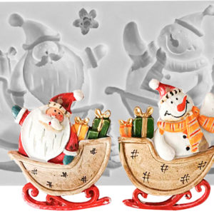 Молд Дед Мороз и Снеговик в санях 14*7,5*1,3 см (Китай)
