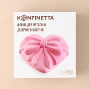 Форма для выпечки и муссовых десертов KONFINETTA "Сердце с бантом" 19х17х6,5см, цвет белый