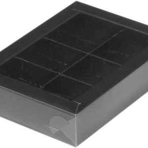 Коробка для конфет с пластиковой крышкой 155*115*30 мм (6) (черная)