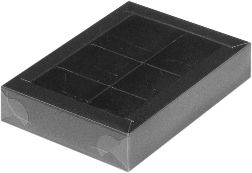 Коробка для конфет с пластиковой крышкой 155*115*30 мм (6) (черная)
