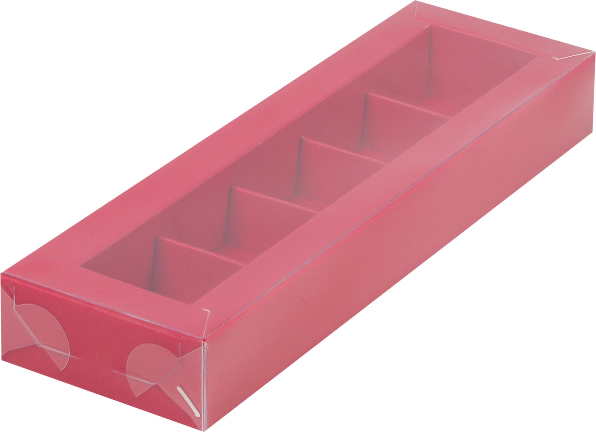Коробка для конфет с пластиковой крышкой 235*70*30 мм (5) (красная)