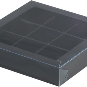 Коробка для конфет с пластиковой крышкой 155*115*30 мм (9) (черная)