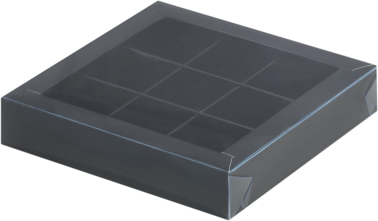 Коробка для конфет с пластиковой крышкой 155*115*30 мм (9) (черная)