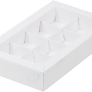 Коробка для конфет с пластиковой крышкой 190*110*30 мм (8) (белая)
