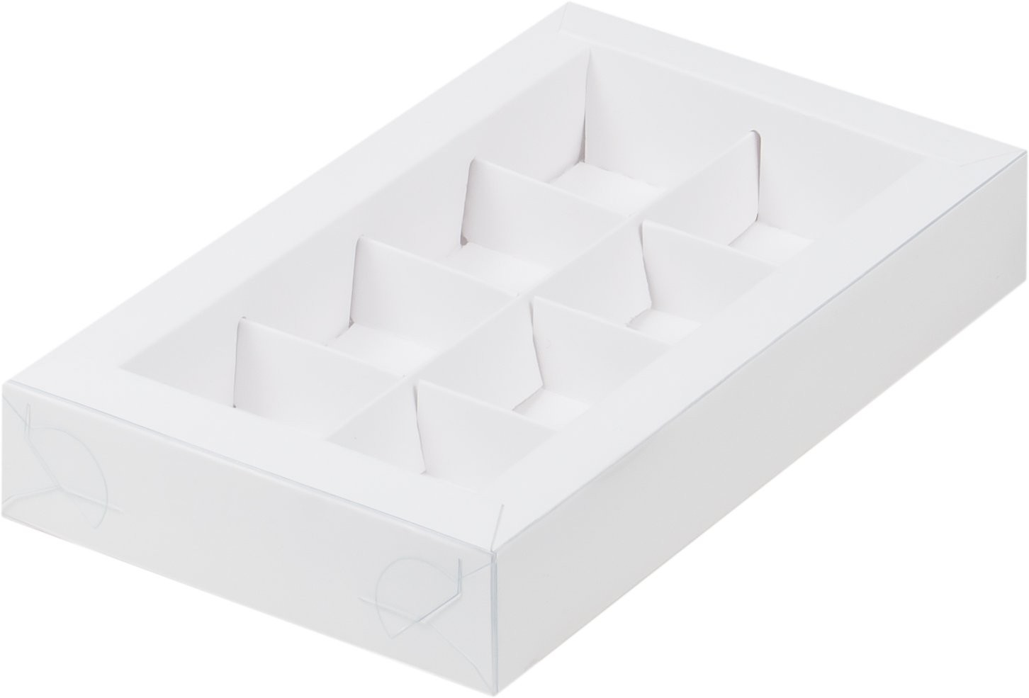 Коробка для конфет с пластиковой крышкой 190*110*30 мм (8) (белая)