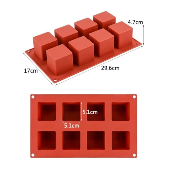 Силиконовая форма КУБ 8 в1 Размер: 29,5x17x4,7 см Размер ячейки: 5,1x5,1 см