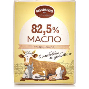 Масло сладко-сливочное высший сорт традиционное 82,5% 180г 1/12 "Внуковское"