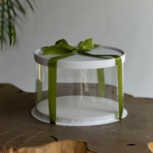 Коробка для торта  (ПЭТ) цилиндр 24*18 см, Белый